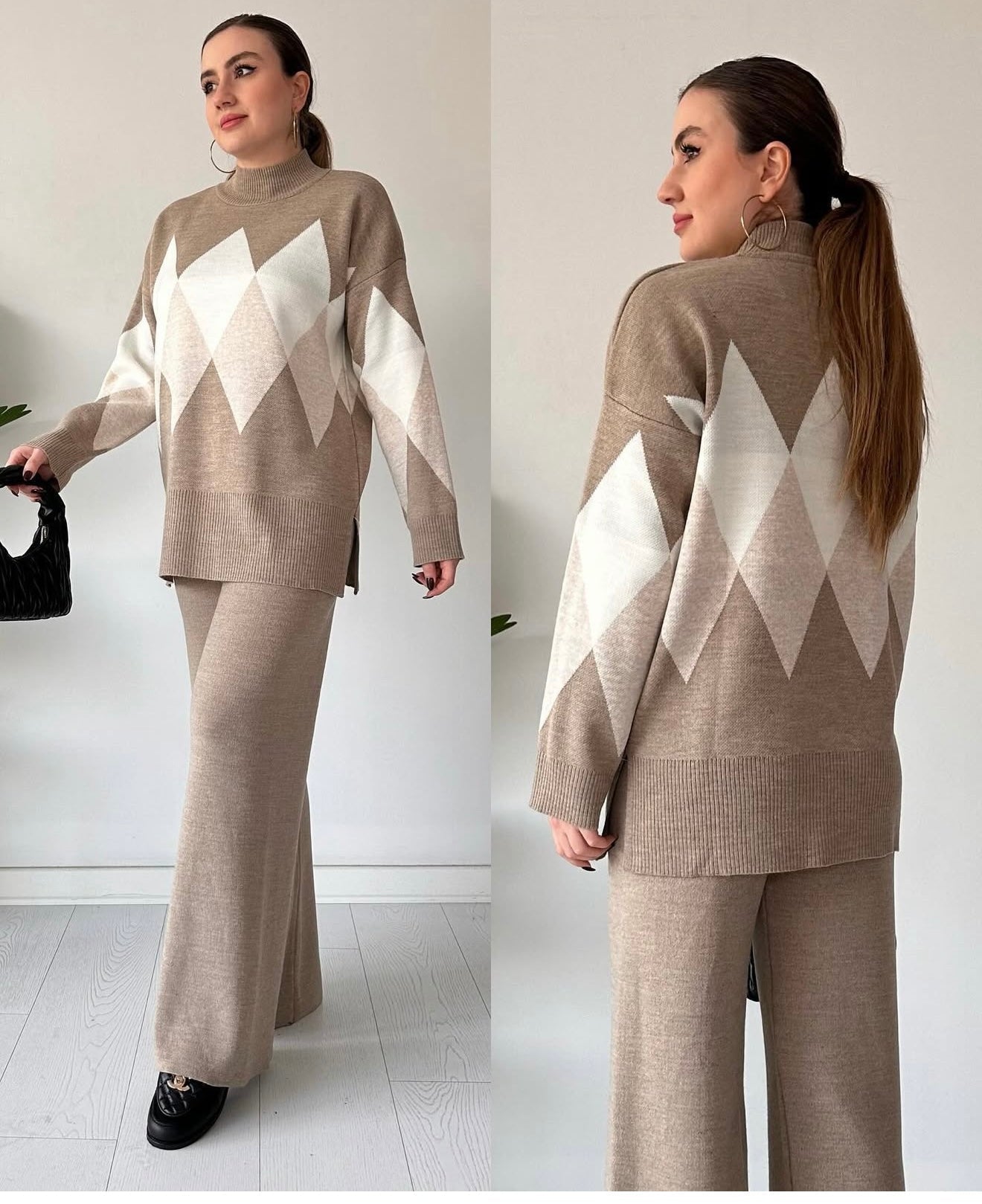 Birgitta | Elegant Rutmönstrad Stickad Tröja – Varm, Modern & Tidlös