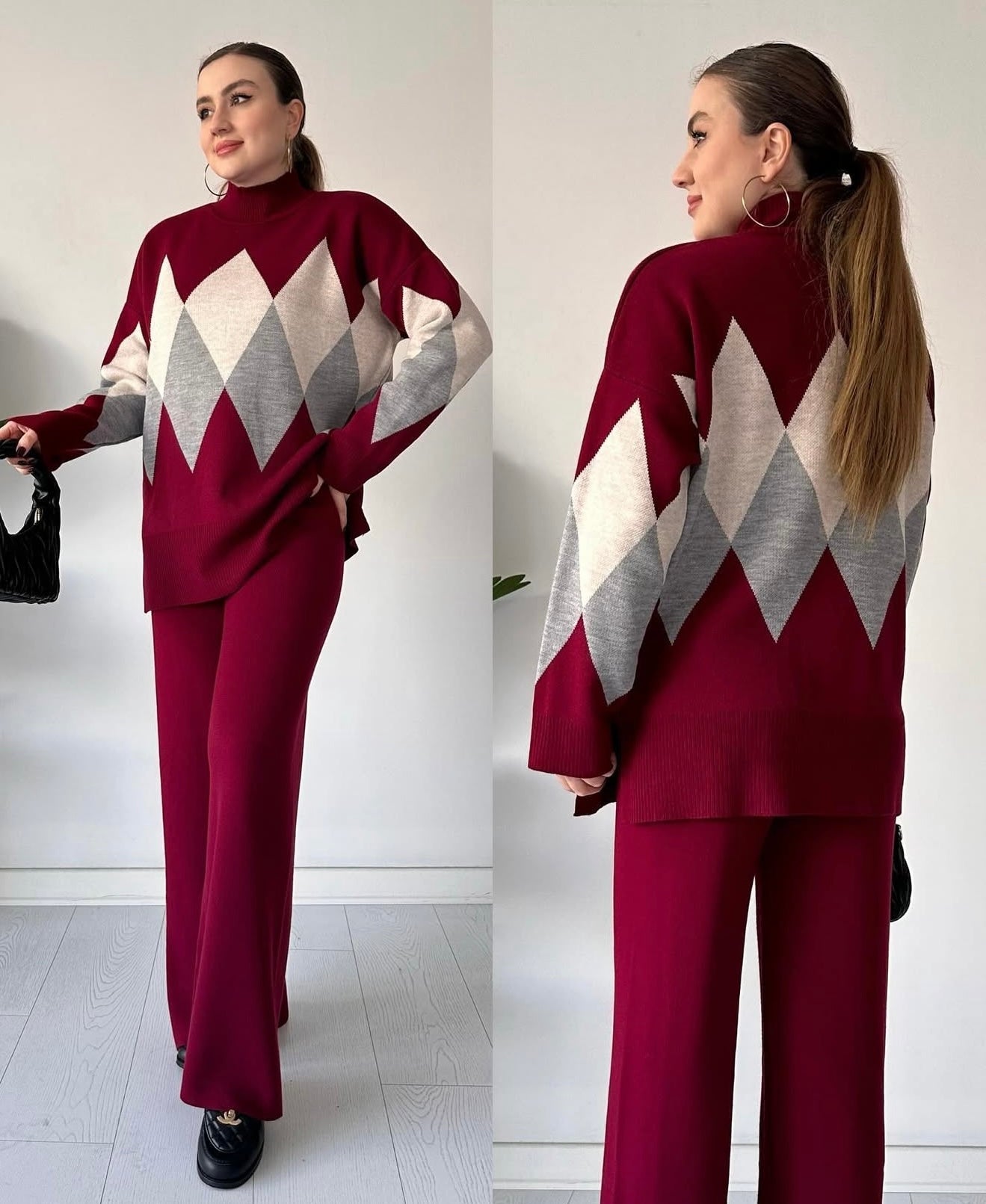 Birgitta | Elegant Rutmönstrad Stickad Tröja – Varm, Modern & Tidlös