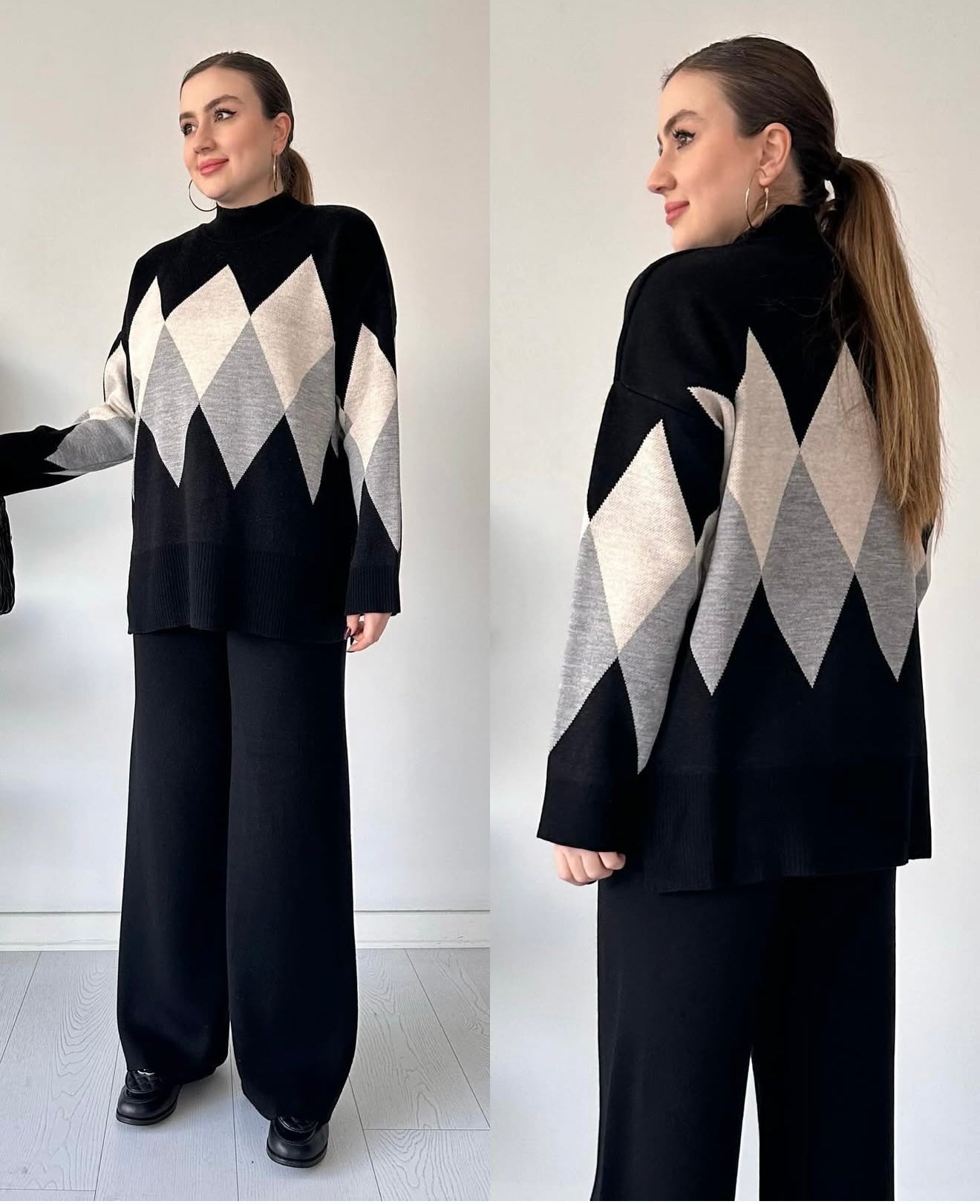 Birgitta | Elegant Rutmönstrad Stickad Tröja – Varm, Modern & Tidlös